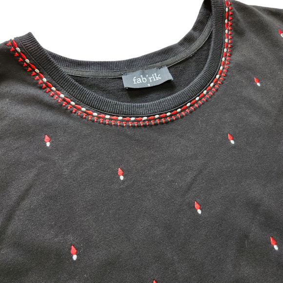 Fab'rik embroidered top puff sleeves black size S - Picture 2 of 8